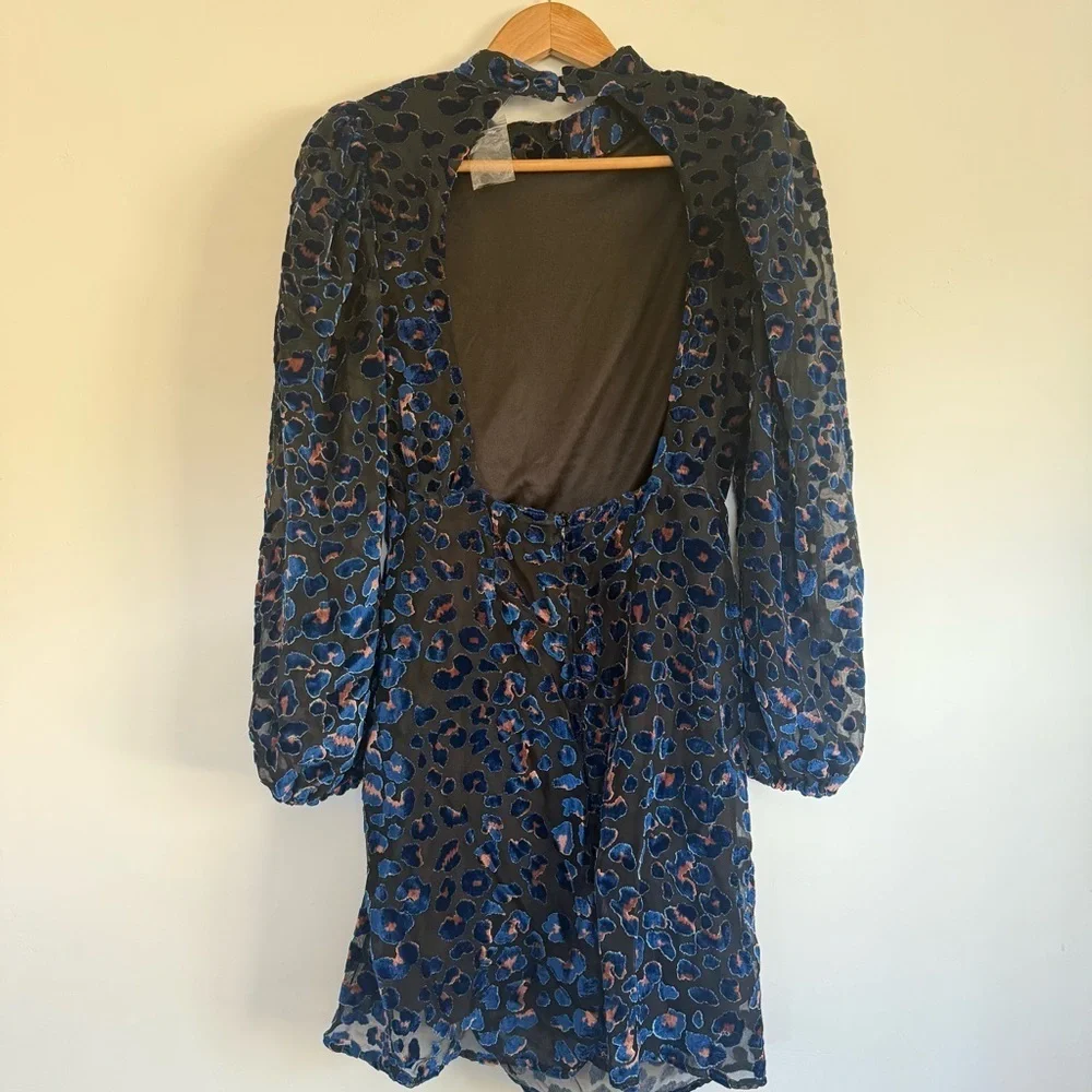Lush all up to you blue leopard dress Size: M - Picture 3 of 5